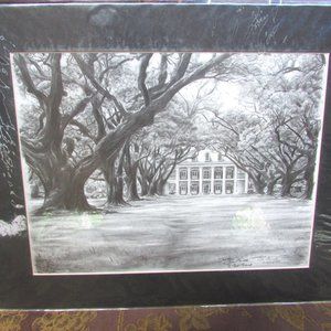 Louisiana Plantation Home Matted Print 11x14
